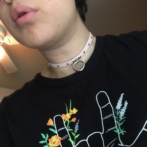 Pink/Silver Studded O-Ring Collar Choker
